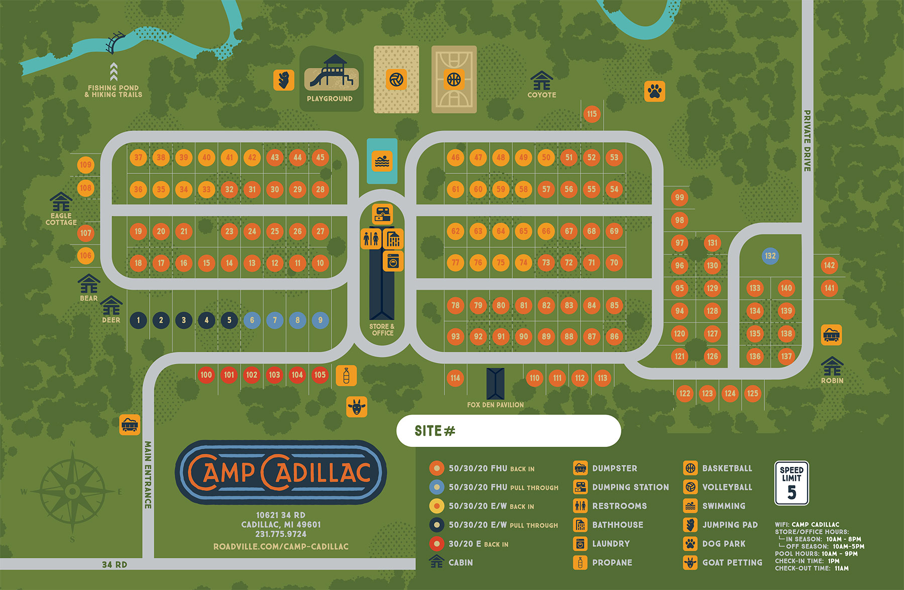 Camp Cadillac Campground Map