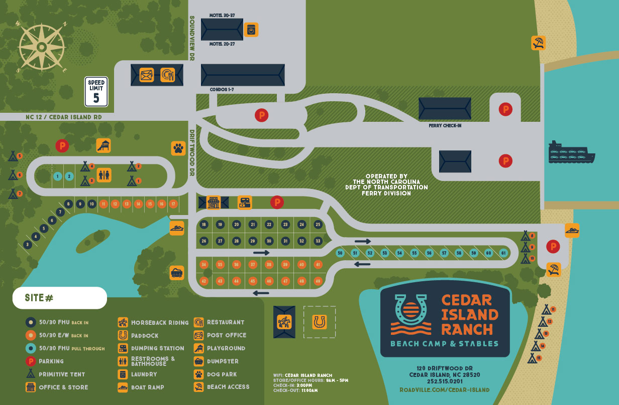 Cedar Island Ranch Campground Map