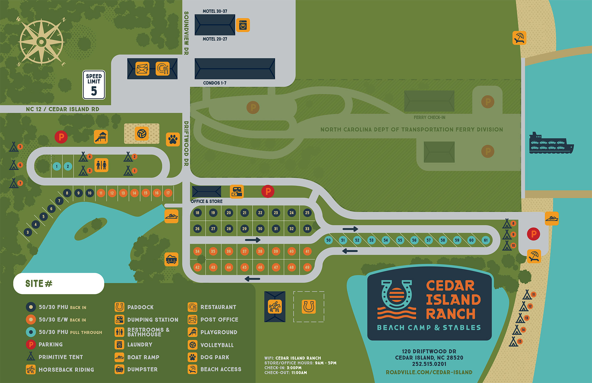 Cedar Island Ranch Nc Campground Map
