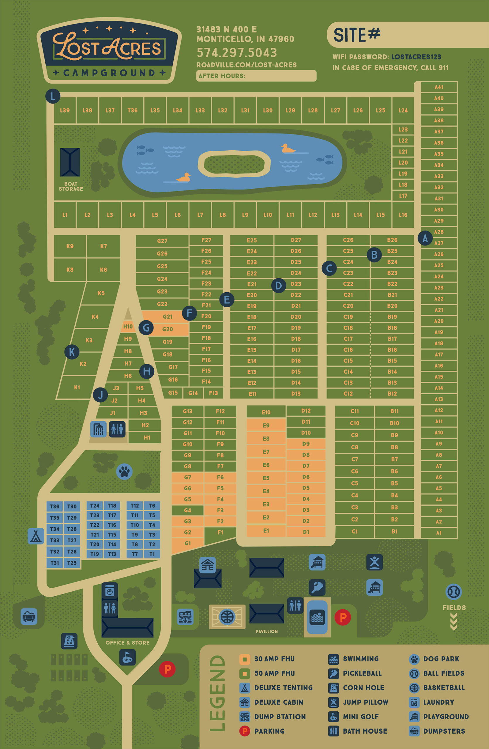 Lost Acres Campground Map