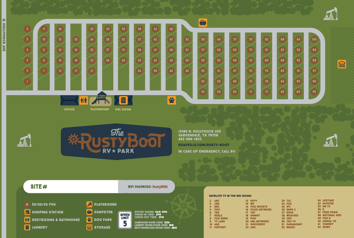 Rusty Boot Campground Map