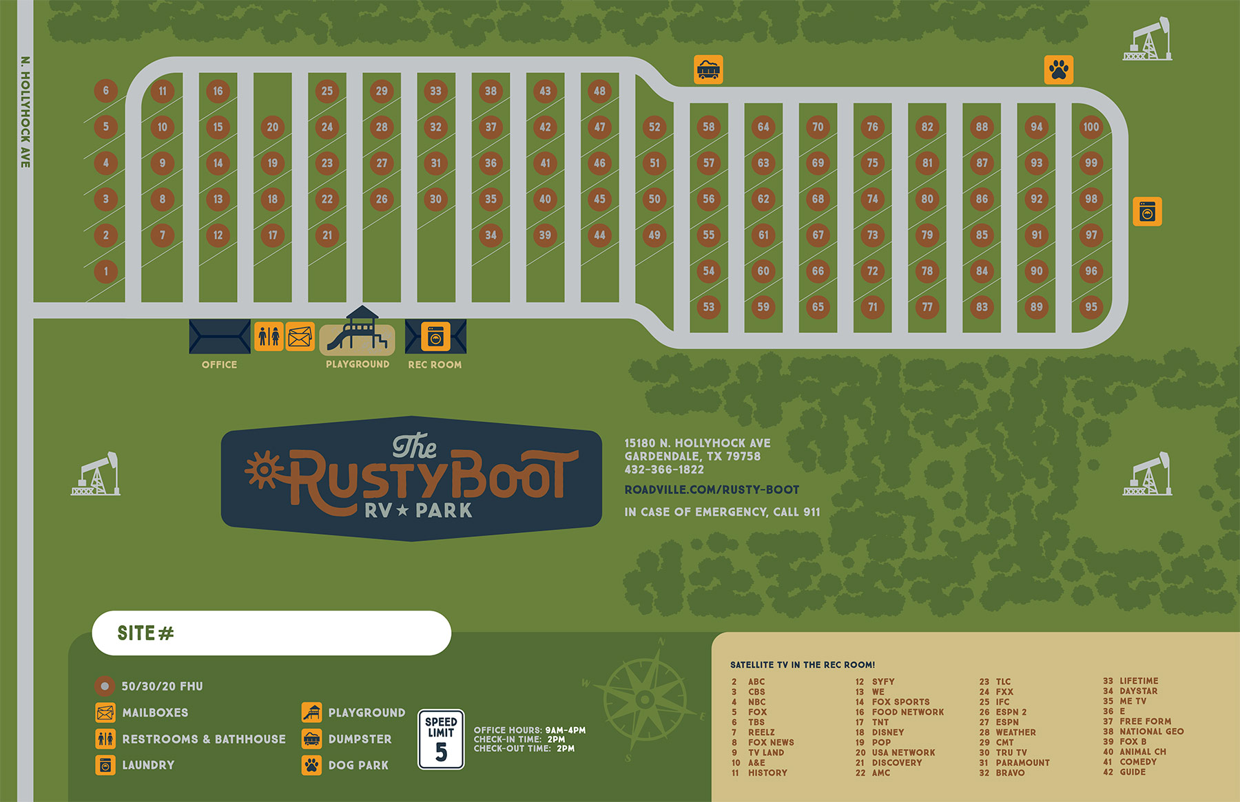 Rusty Boot Rv Park Map
