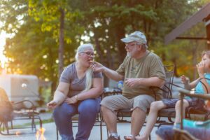 couple roasting marshmallows