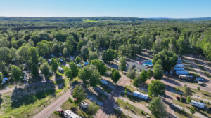 aerial of RV sites at Timberline Campground